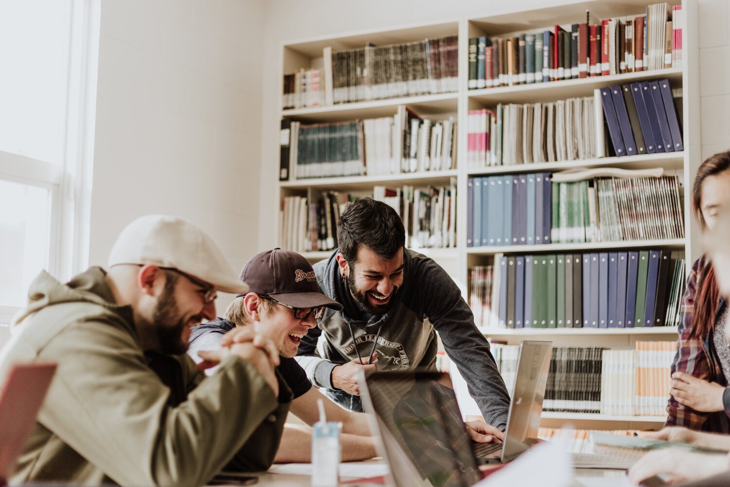 Students in a library